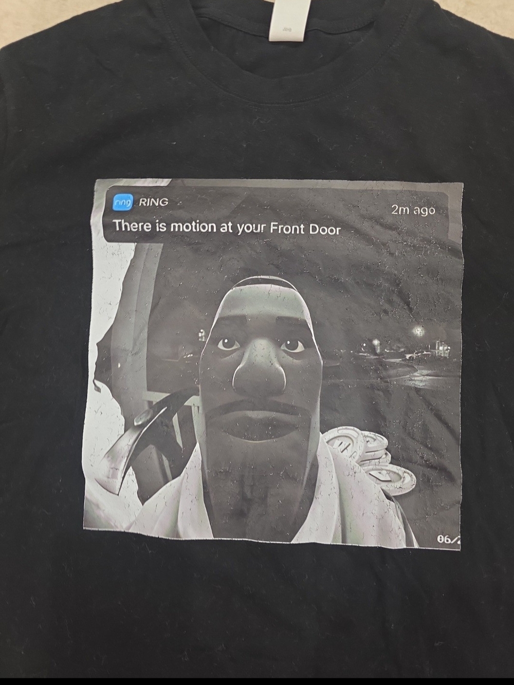 Black Short Sleeve Graphic Tee - Ring Motion Alert Print